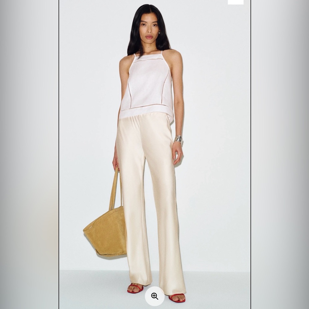 Reformation Gale Satin Mid Rise Bias Pant
